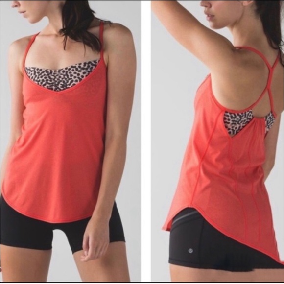 lululemon athletica Tops - Lululemon orange and leopard roll out tank